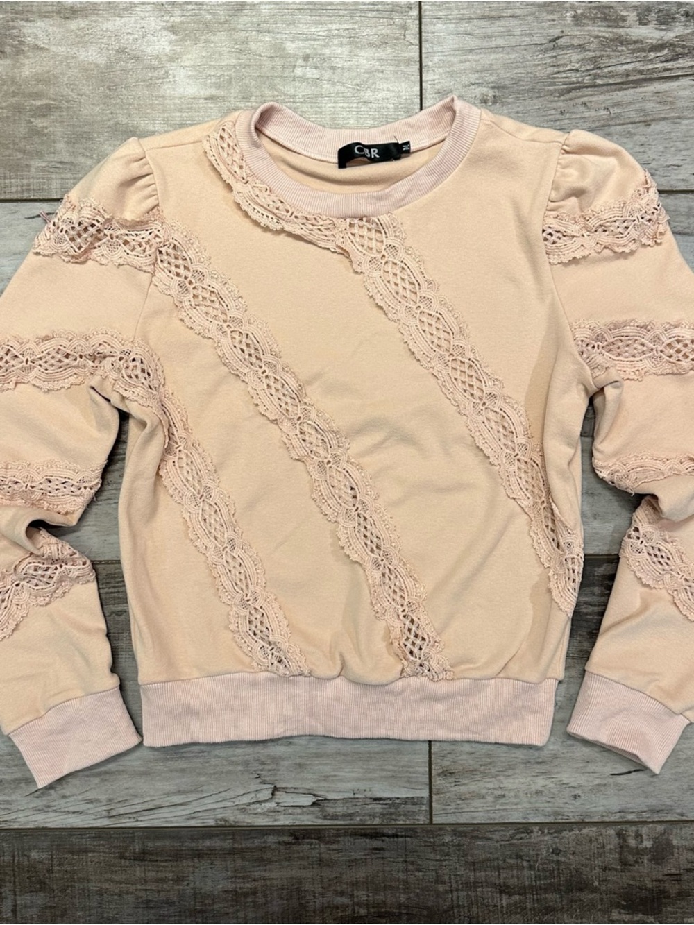 CBR Blush Pink Lace-Trim Sweatshirt